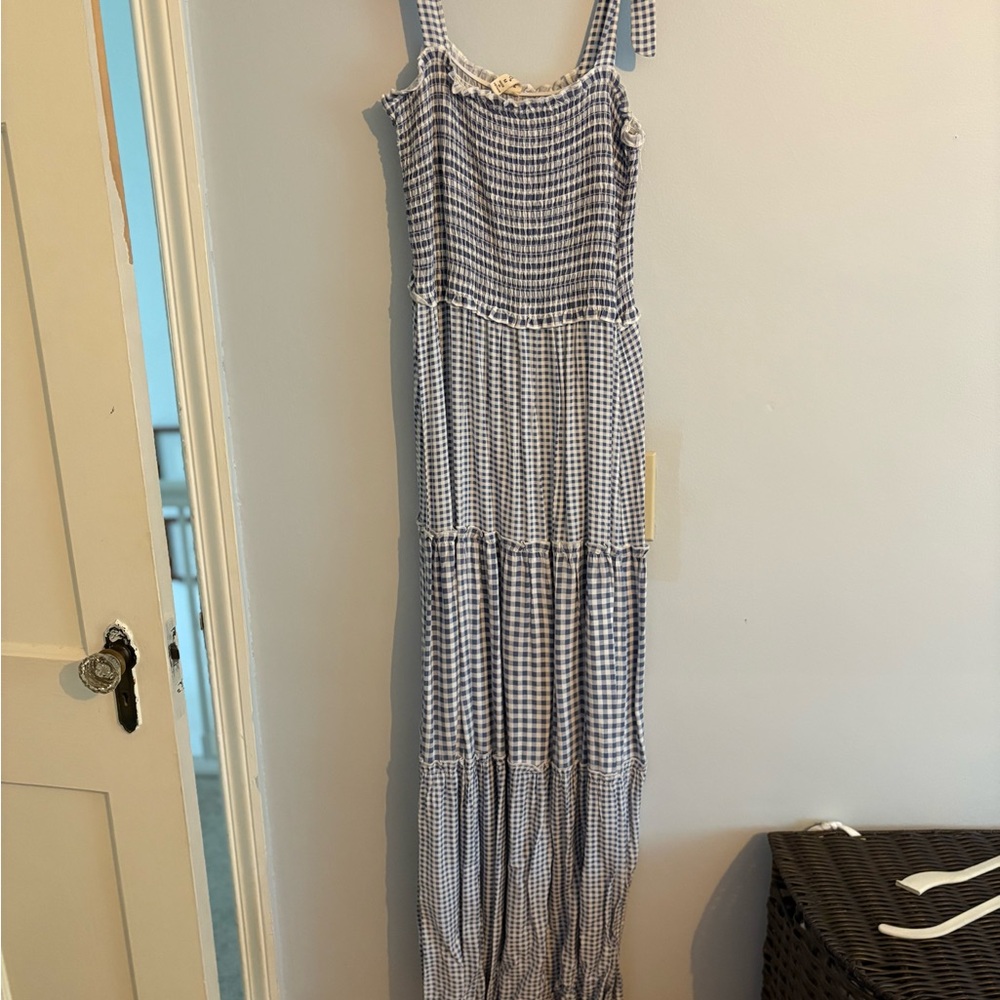 BeBop Navy Checkered Maxi Dress